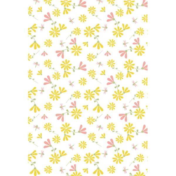 simulated image of shy and hiding dragonfly towel in blush and yellow