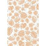 Simulated image of monster-ah design of kitchen towel, in buff and turf