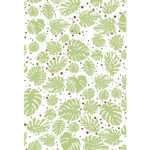 Simulated image of monster-ah design of kitchen towel, in mint and clay