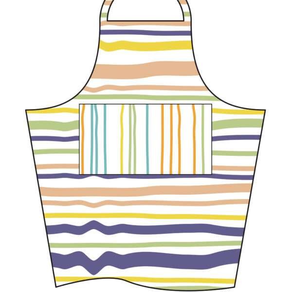 simulated image of Not Straight design apron in Spring colors