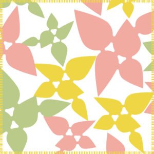 Simulated image of a dinner napkin in A CELEBRATION design in pink on white with a yellow border