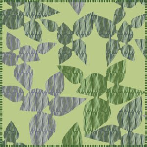 Simulated image of a dinner napkin in A CELEBRATION design in green on turf in a distressed pattern with a green border