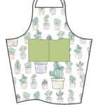 Simulated image of apron with CACTUS WATERCOLORS print