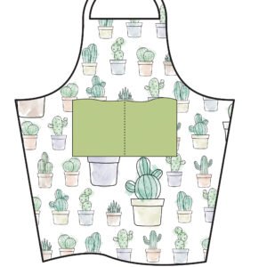 Simulated image of apron with CACTUS WATERCOLORS print