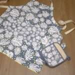 moster-ah design apron in winterf oven mitt and pot holder flat from hem and tassel