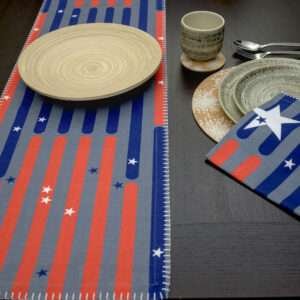 salute to stars and stripes design table runner dinner napkinLS from hem and tassel