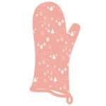 simulated image of oven mitt in tiny countryside design in blush