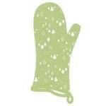 simulated image of oven mitt in tiny countryside design in mint