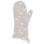 simulated image of oven mitt in tiny countryside design in grey