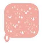 simulated image of pot holder in tiny countryside design in blush
