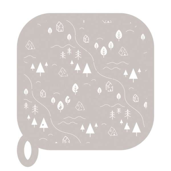 simulated image of pot holder in tiny countryside design in slate