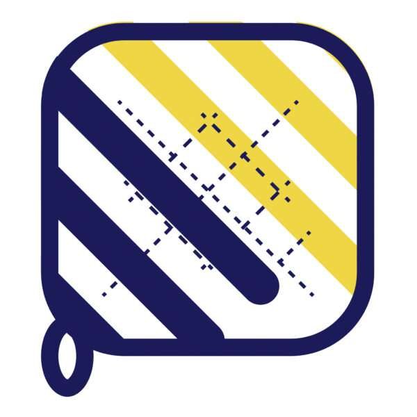 simulated image of pot holder in yellow piano design