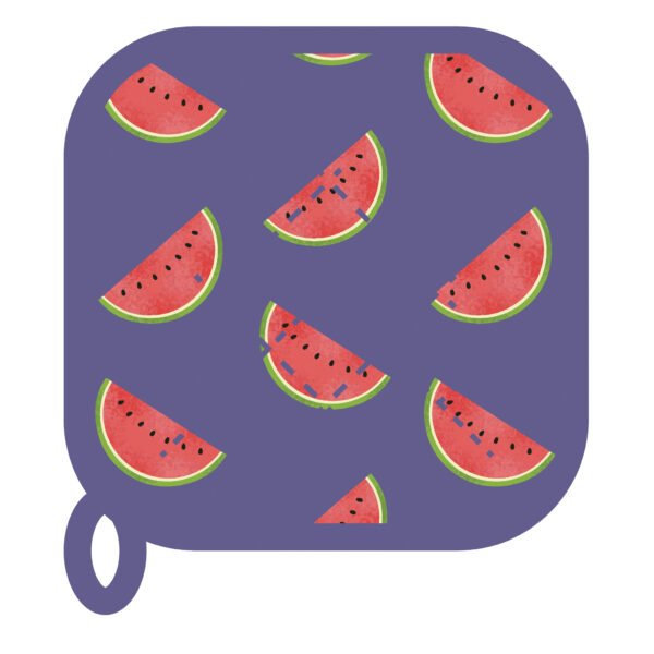 simulated image of pot holder in Faded Melon design in purple