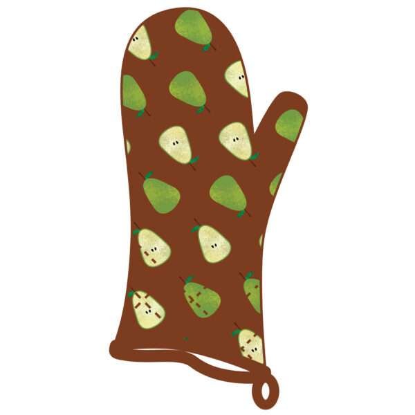 simulated image of oven mitt in Faded Pear design in clay