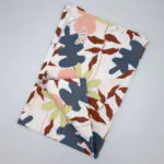 Just leaves design oil oak tea towel flat folded from hem and tassel