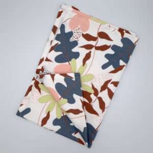 Just leaves design oil oak tea towel flat folded from hem and tassel