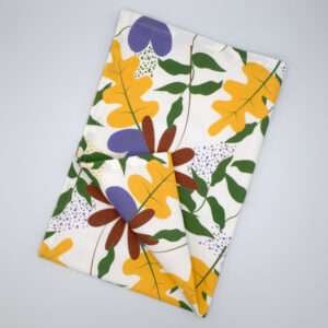 Just leaves design orange oak tea towel flat folded from hem and tassel