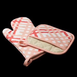 Jute Impossible set pf Oven mitt and pot holder in blush