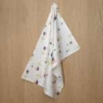 Lip TuLip design hanging tea towel in oil from hem and tassel