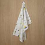 Lip TuLip design hanging tea towel in purple from hem and tassel