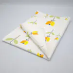 Lip TuLip design orange tea towel folded from hem and tassel