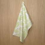 Monster Ah design hanging tea towel in mint and clay from hem and tassel