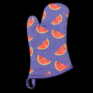 Oven mitt of faded melon design