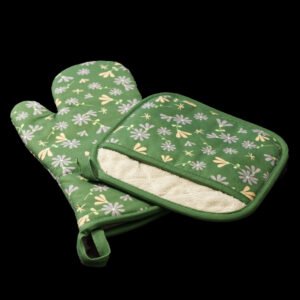 Shy Dragonfly green set pf Oven mitt and pot holder