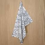 Squiggles geometry design hanging tea towel in oil from hem and tassel