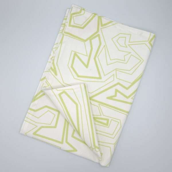 Squiggles geometry design mint tea towel flat folded from hem and tassel