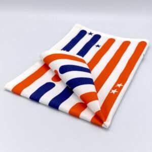 stars and stripes cotton tea towel on table with coffee beans and coffee cup