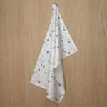 Tiny countryside design hanging tea towel in turf from hem and tassel