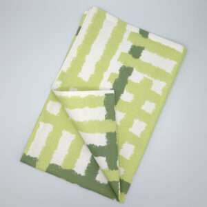 jute impossible checked design mint tea towel flat folded from hem and tassel
