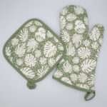 monster-ah design mitt and hot pad in turf. kitchen accessories from hem and tassel