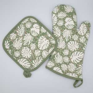 monster-ah design mitt and hot pad in turf. kitchen accessories from hem and tassel