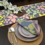 Celebration design Dinner Napkin in winter with mint midnight table runner LS from hem and tassel