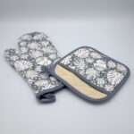 Monster ah design mitt and pocketd hot pad in oil. kitchen accessories from hem and tassel