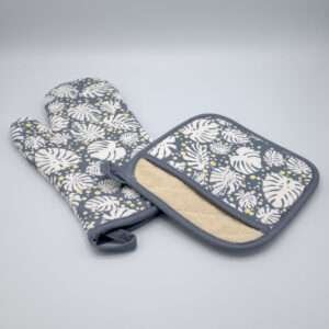 Monster ah design mitt and pocketd hot pad in oil. kitchen accessories from hem and tassel