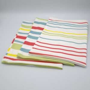 Not straight design set of three medium tea towels folded from hem and tassel