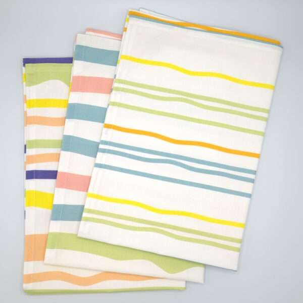Cotton Tea Towels: Wavy Stripes-Mild Set/3 - Image 2