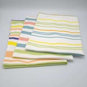 Not straight design set of three mild tea towels folded from hem and tassel