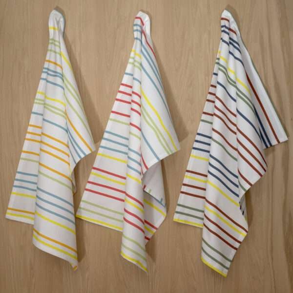 Not straight slim design set of three hanging tea towels from hem and tassel