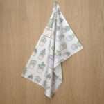 desert haze design hanging tea towel from hem and tassel