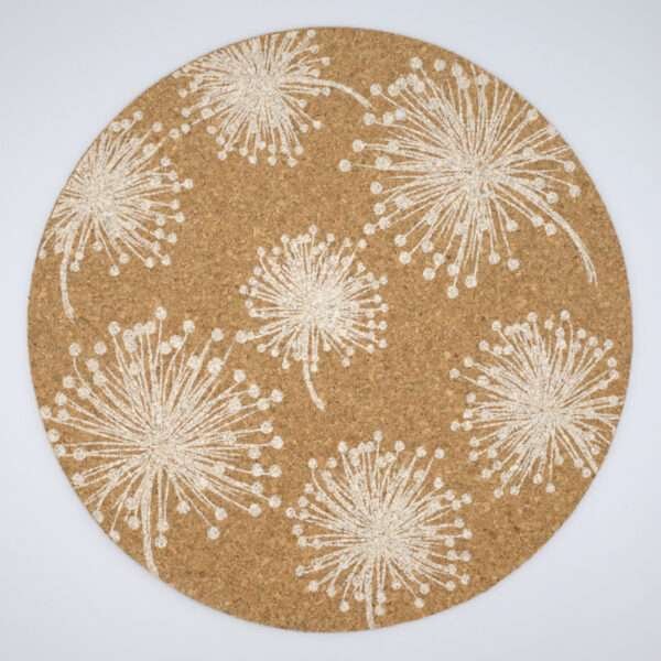 home by the sea design cork placemat with grass print from hem and tassel