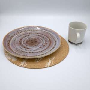home by the sea design cork placemat with plate and mug from hem and tassel