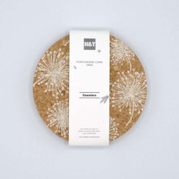 home by the sea design set of four cork coasters with bandroll from hem and tassel