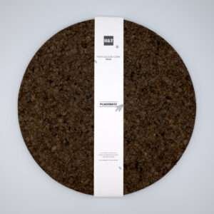matt black design set of two cork placemats with bandroll from hem and tassel