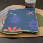 shy dragonfly design Dinner Napkin in oil LS from hem and tassel