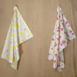 shy dragonfly design two hanging tea towels with yellow from hem and tassel
