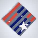 stars and stripes design dinner napkin flat folded from hem and tassel